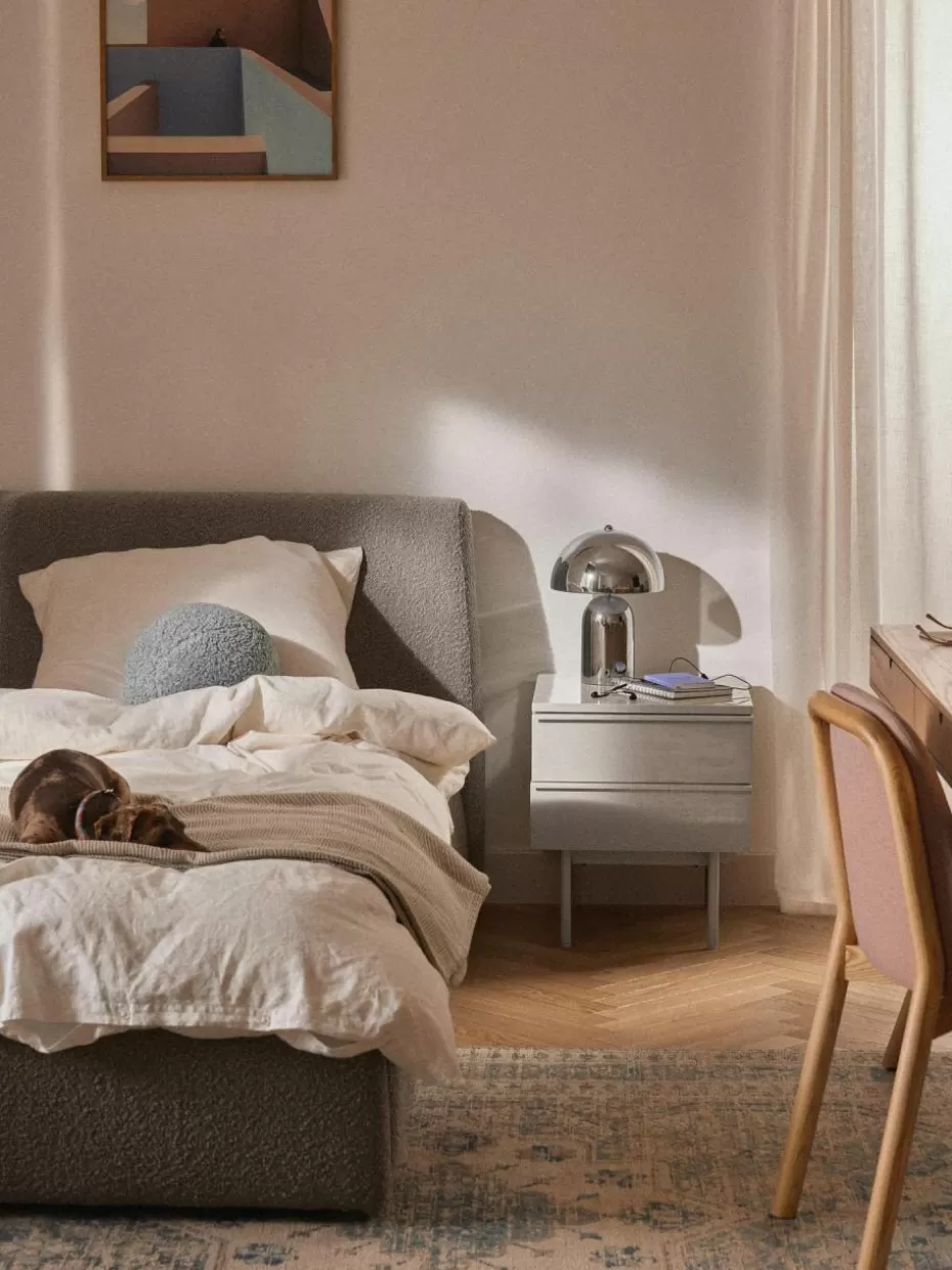 Nachttische-Westwing Collection Holz-Nachttisch Elona Hellbeige, glänzend