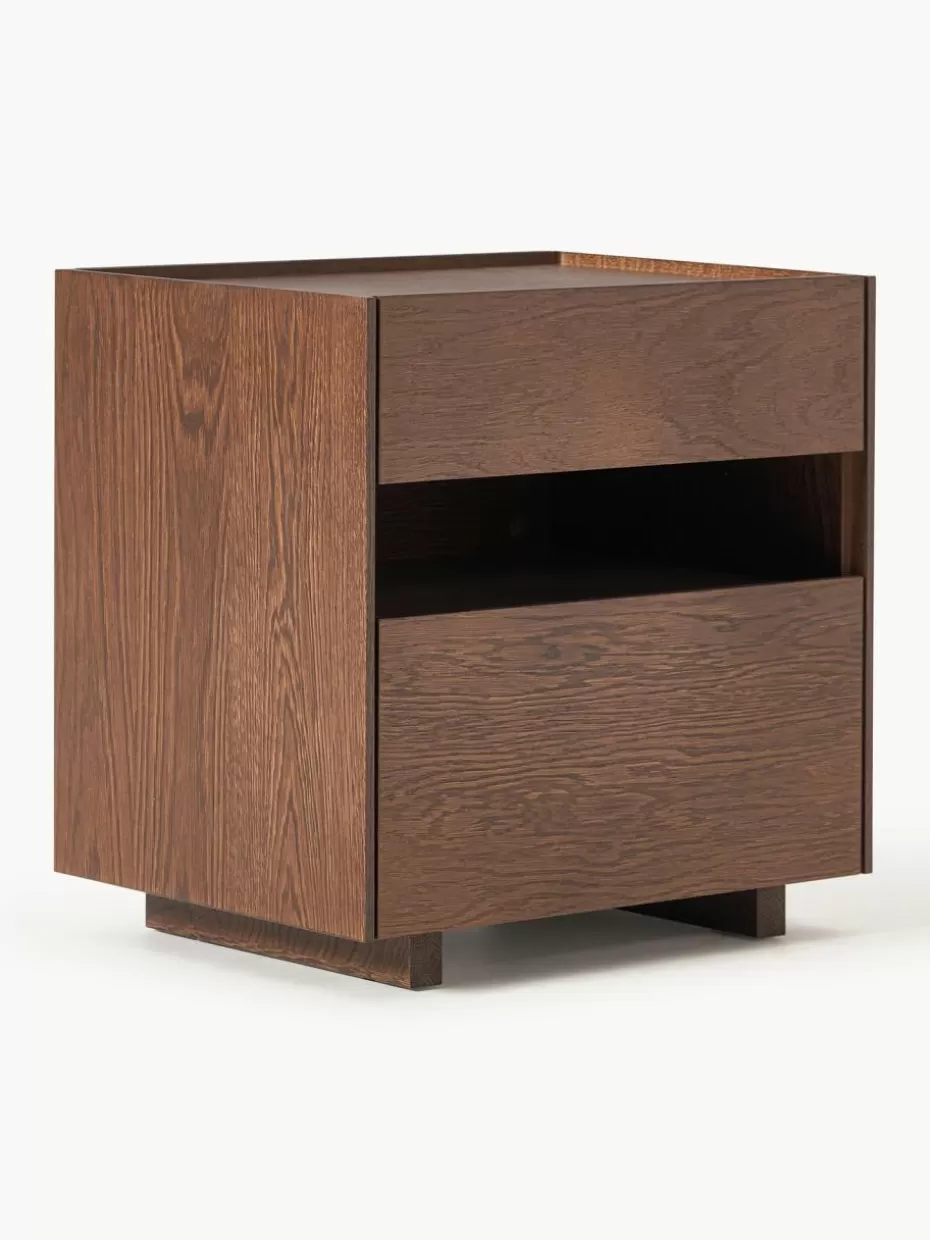 Nachttische-Westwing Collection Holz-Nachttisch Larsen Eichenholz, dunkelbraun lackiert