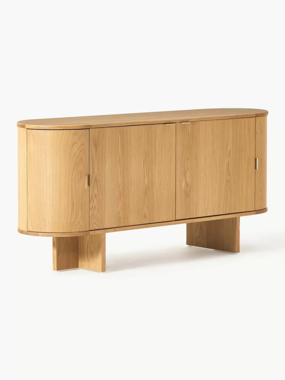 Kommoden & Sideboards-Westwing Collection Holz-Sideboard Zumi mit abgerundeten Ecken Eichenholz