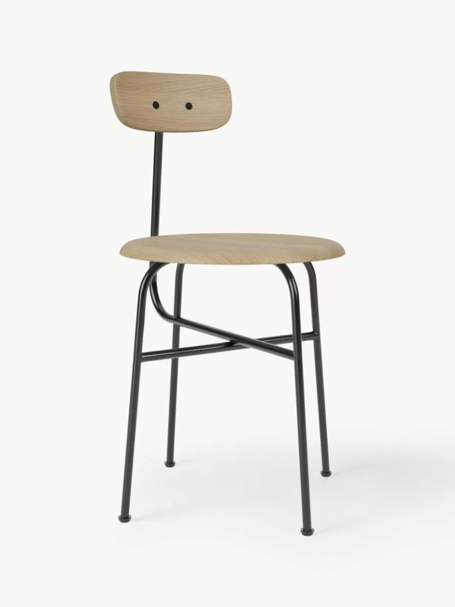 Stühle-Audo Copenhagen Holzstuhl Afteroom mit Metall-Gestell Helles Eichenholz, Schwarz