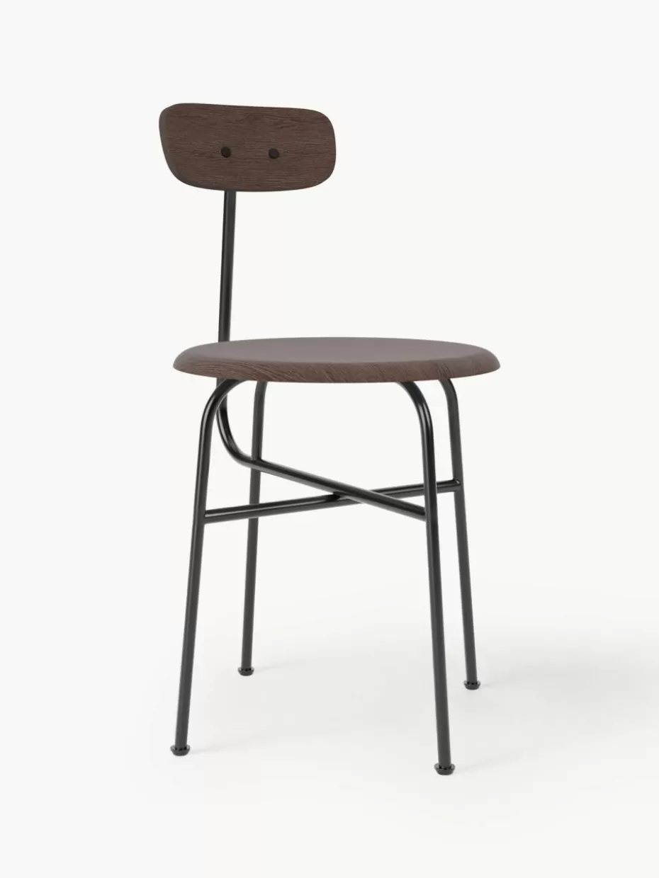 Stühle-Audo Copenhagen Holzstuhl Afteroom mit Metall-Gestell Dunkles Eichenholz, Schwarz