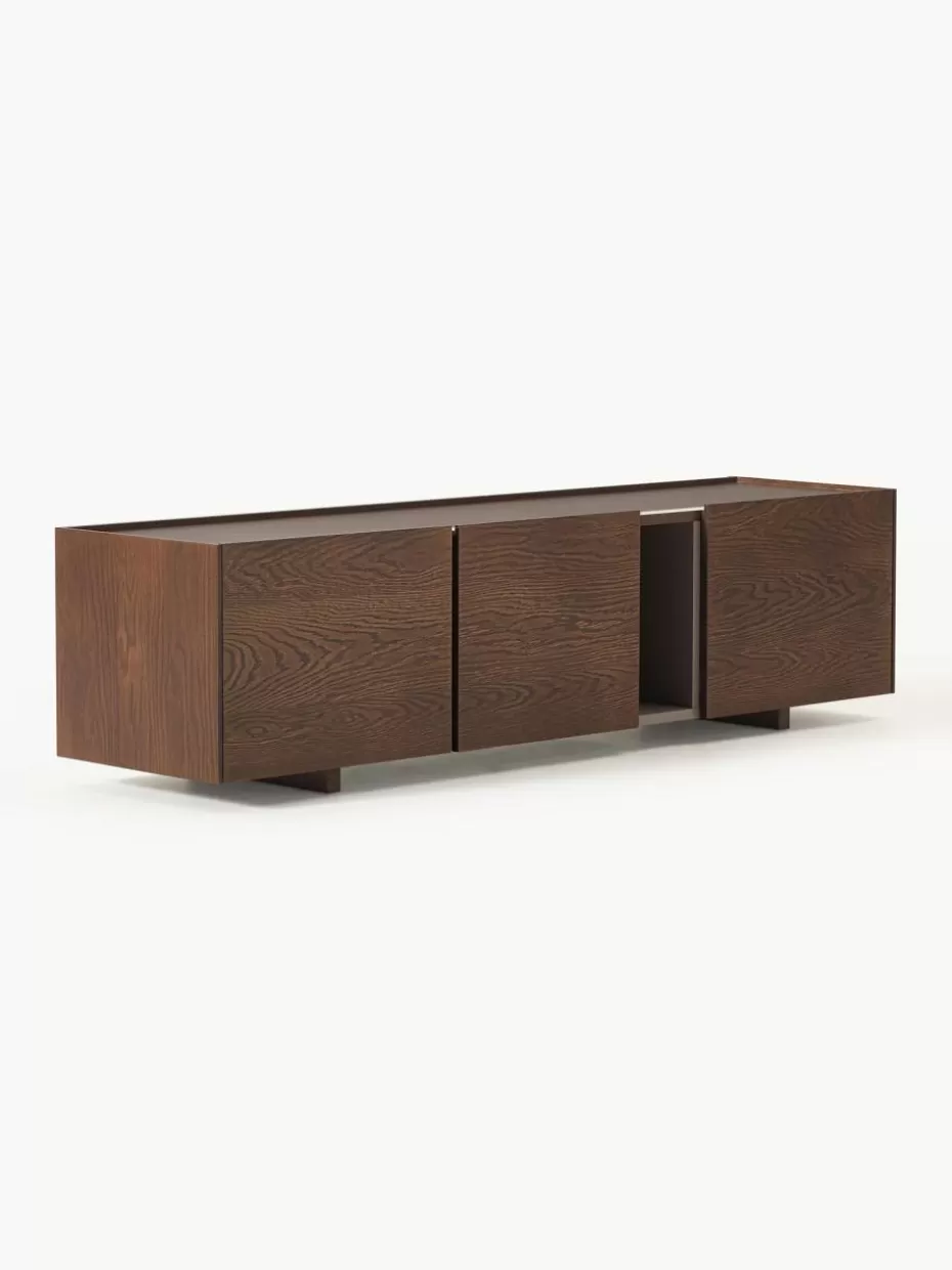 Kommoden & Sideboards-Westwing Collection Holz-TV-Lowboard Larsen Eichenholz, dunkelbraun lackiert