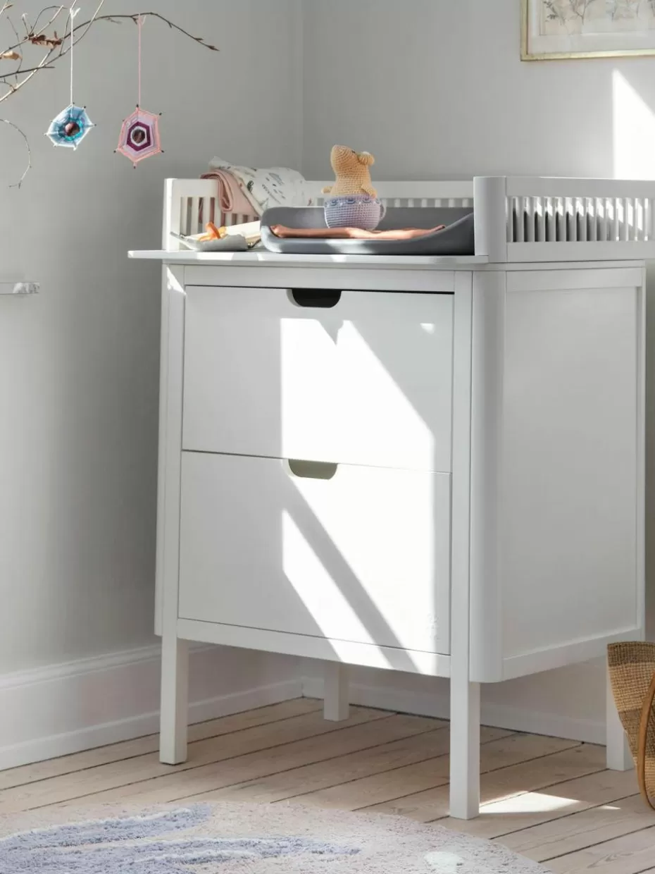 Kommoden-Sebra Holz-Wickelkommode mit Schubladen Weiß