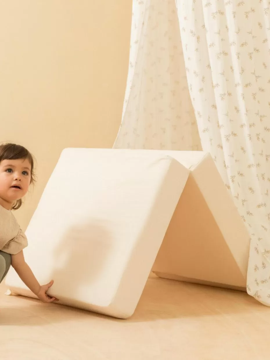 Sitzsäcke-Nobodinoz 3in1 Samt-Schlafmatratze, Sitzsack und Spieltisch Sleepover Senfgelb