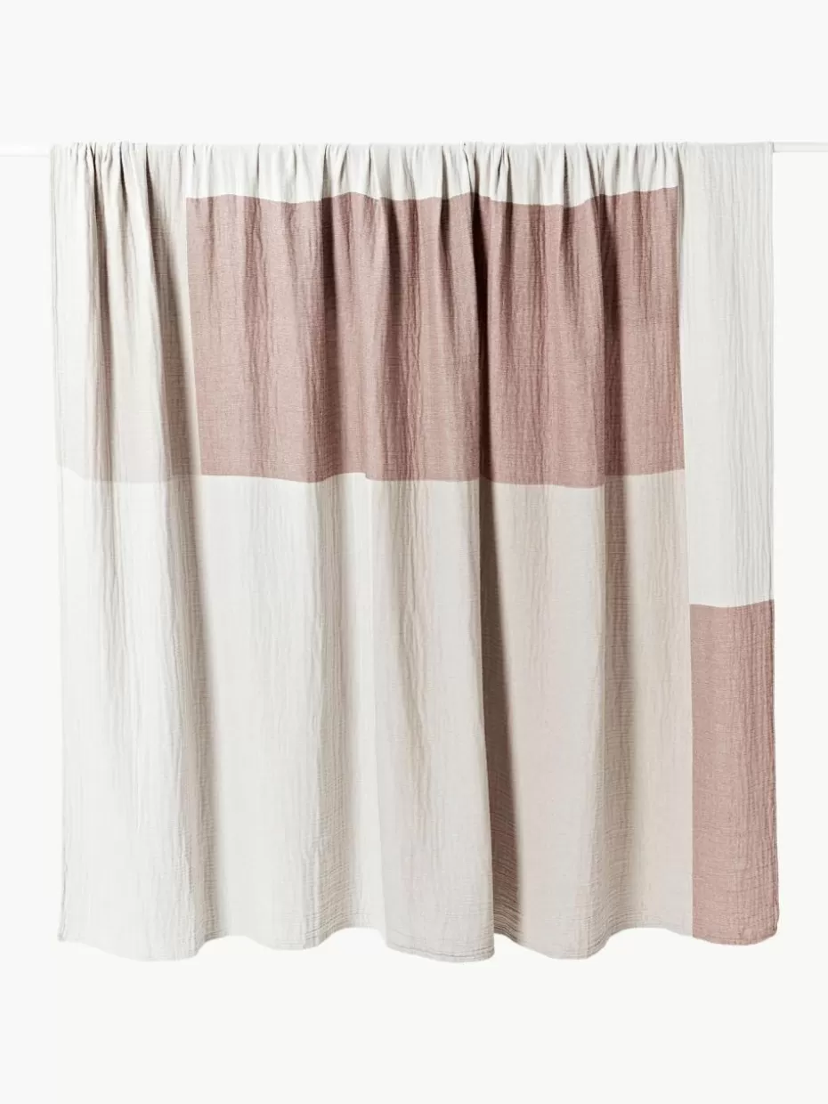 Tagesdecken & Bettüberwürfe-Westwing Collection Jacquard-Tagesdecke Hekla aus Musselin Altrosa, Beige