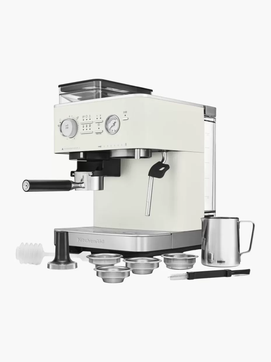 Kaffeemaschinen-KitchenAid Kaffeemaschine Burr mit Siebträger Off White, matt