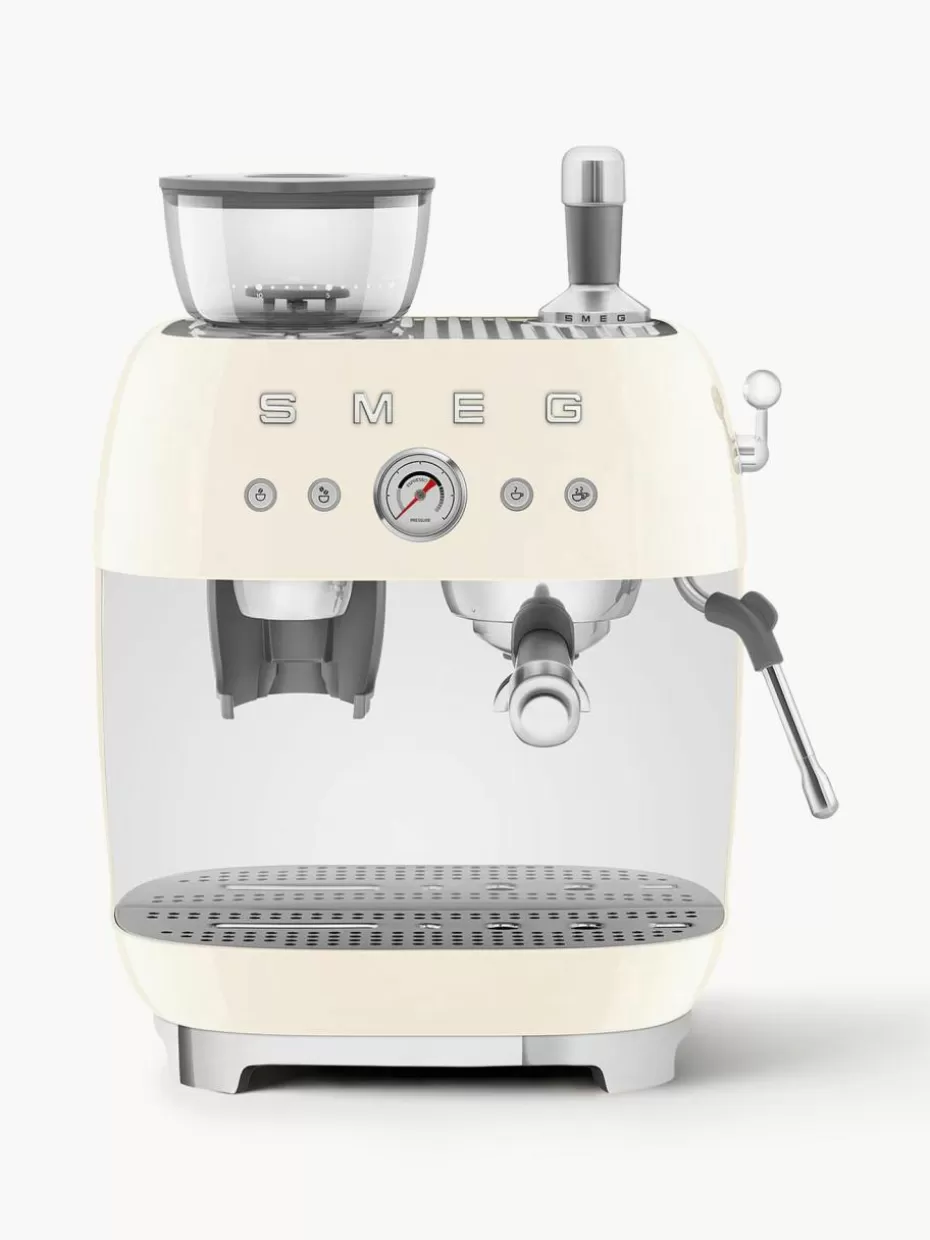 Kaffeemaschinen-Smeg Kaffeemaschine 50's Style mit Siebträger Off White, glänzend