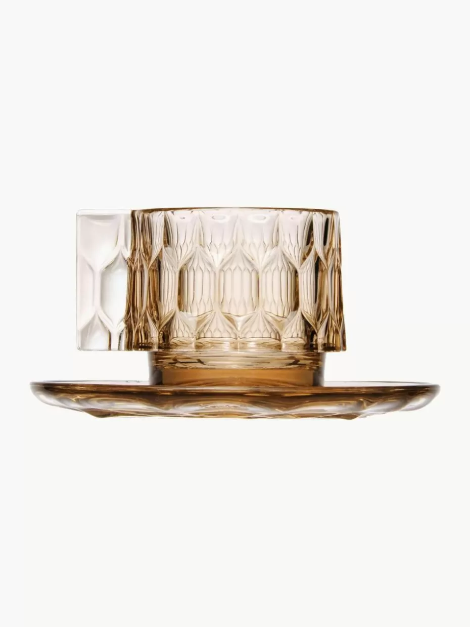 Tassen-Kartell Kaffeetassen mit Untertassen Jellies mit Strukturmuster, 4 Stück Hellbeige