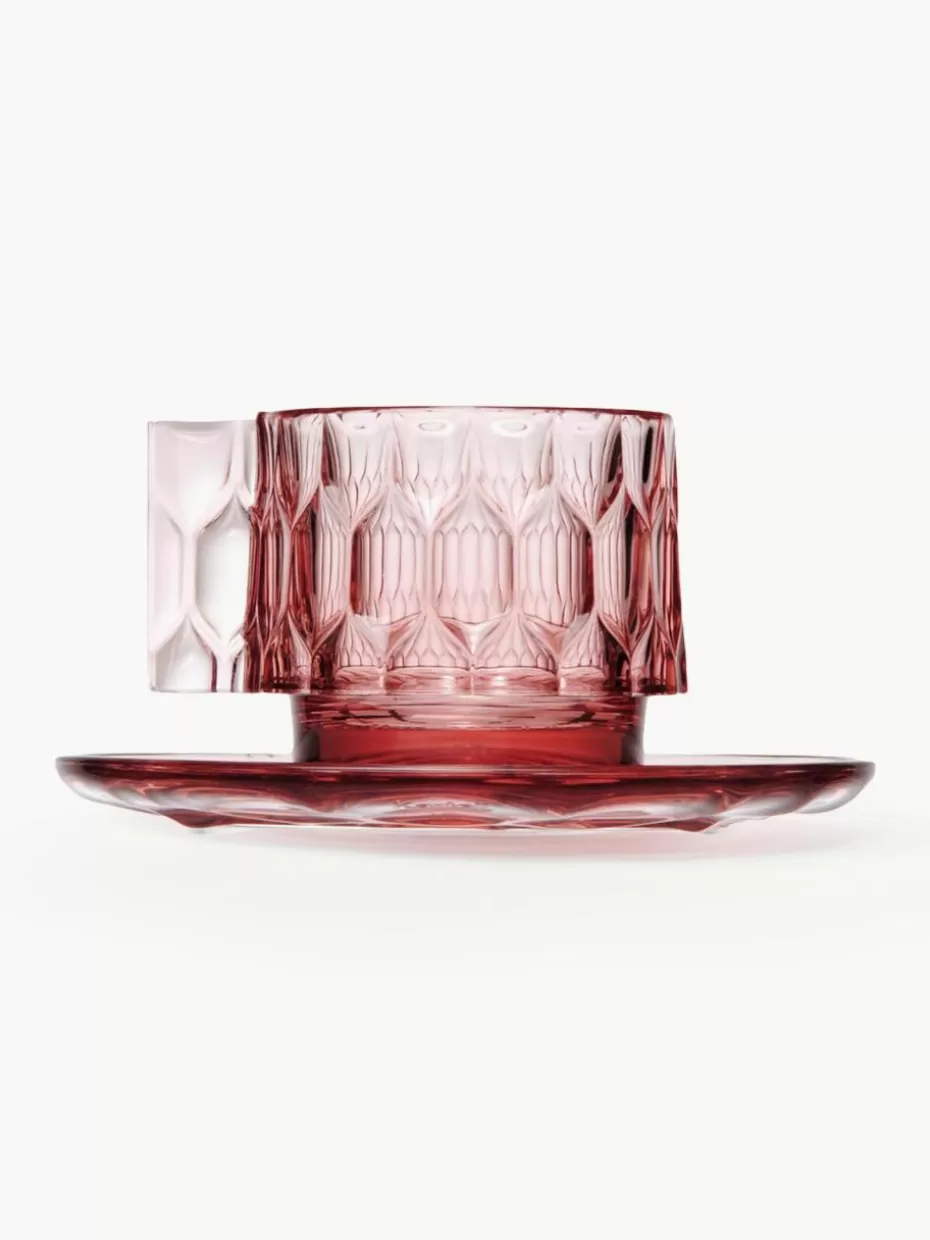 Tassen-Kartell Kaffeetassen mit Untertassen Jellies mit Strukturmuster, 4 Stück Rosa