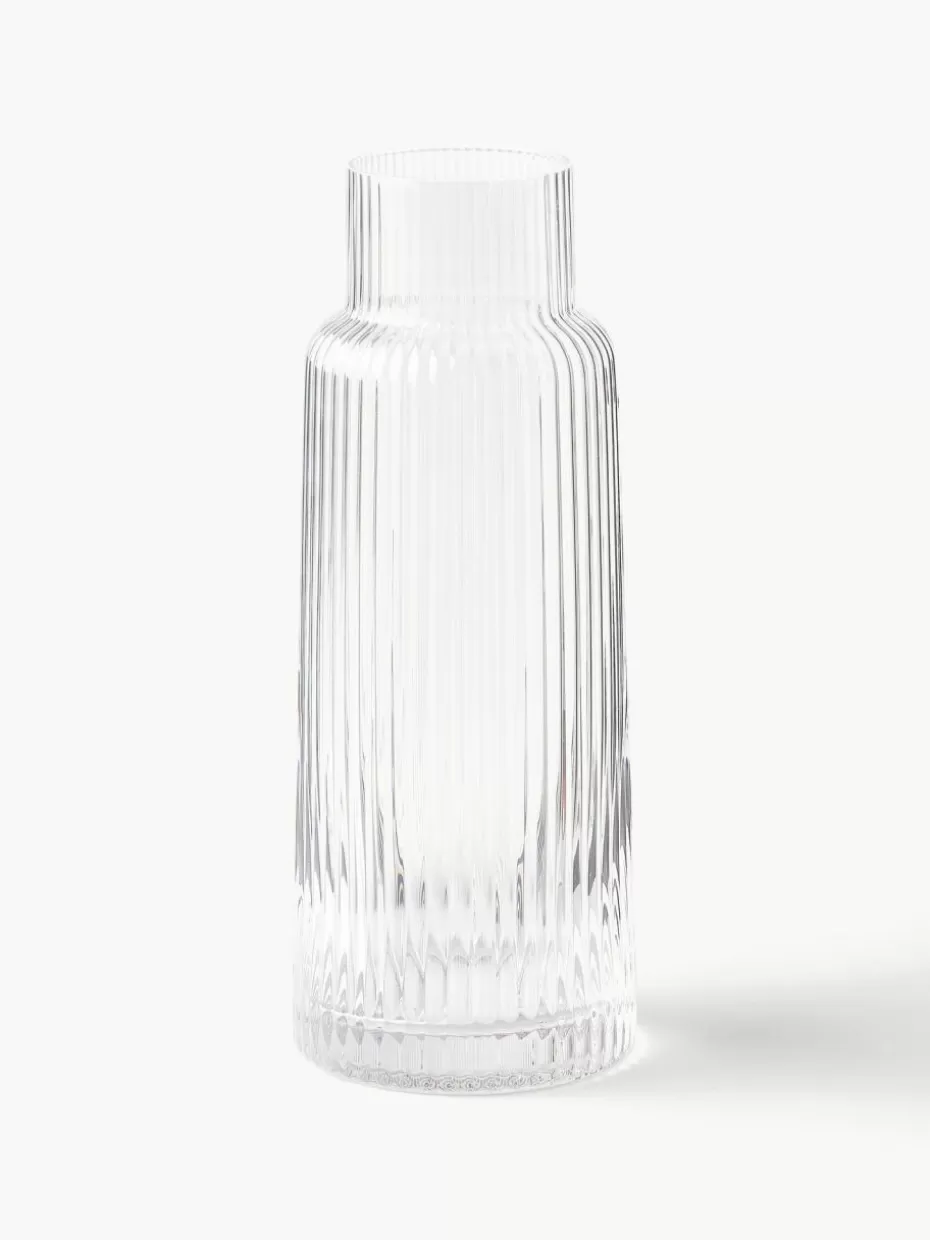 Kannen & Karaffen-Westwing Collection Karaffe Minna mit Rillenrelief, 1.1 L Transparent