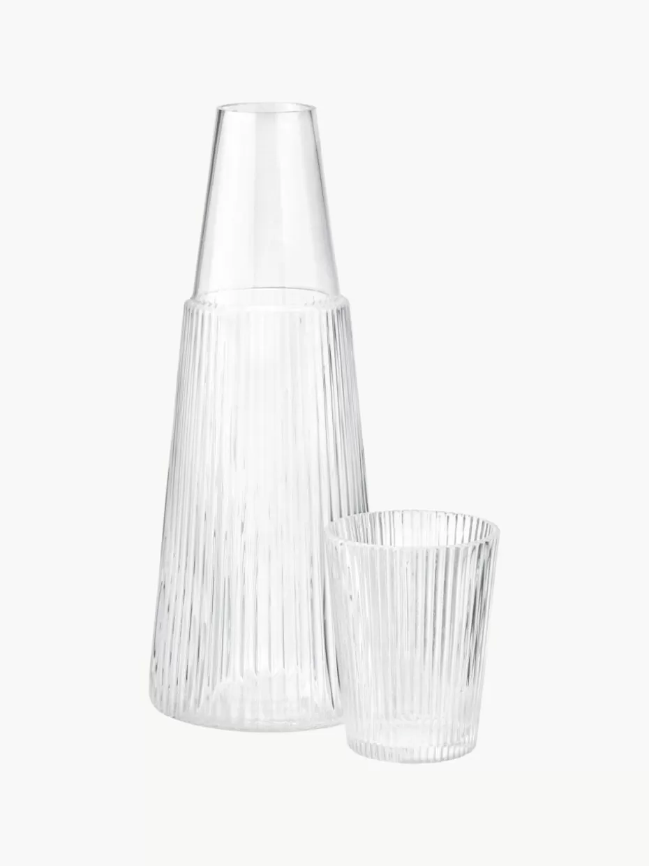 Kannen & Karaffen-Stelton Karaffe Pilastro mit Glas, 1 L, 2er-Set