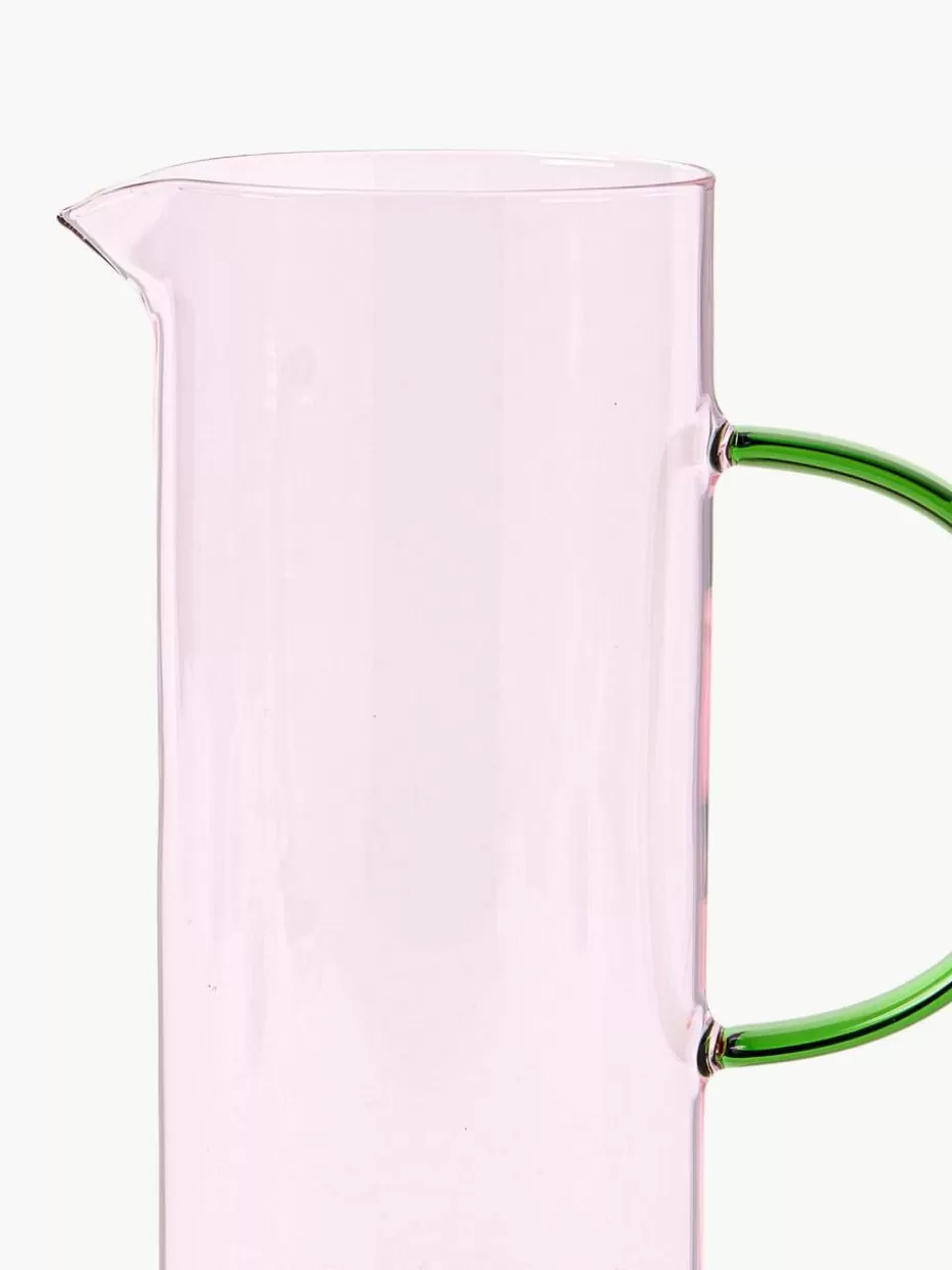 Kannen & Karaffen-Lyngby Karaffe Torino aus Borosilikatglas, 1.1 L Hellrosa, transparent, Grün
