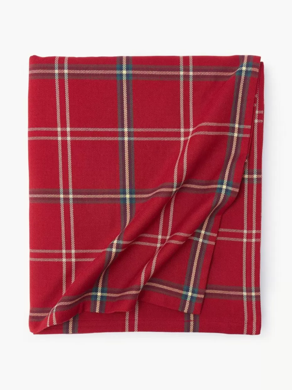 Weihnachtstischwäsche | Family Holidays-Westwing Collection Karierte Tischdecke Aster Rot, Dunkelgrün, Off White