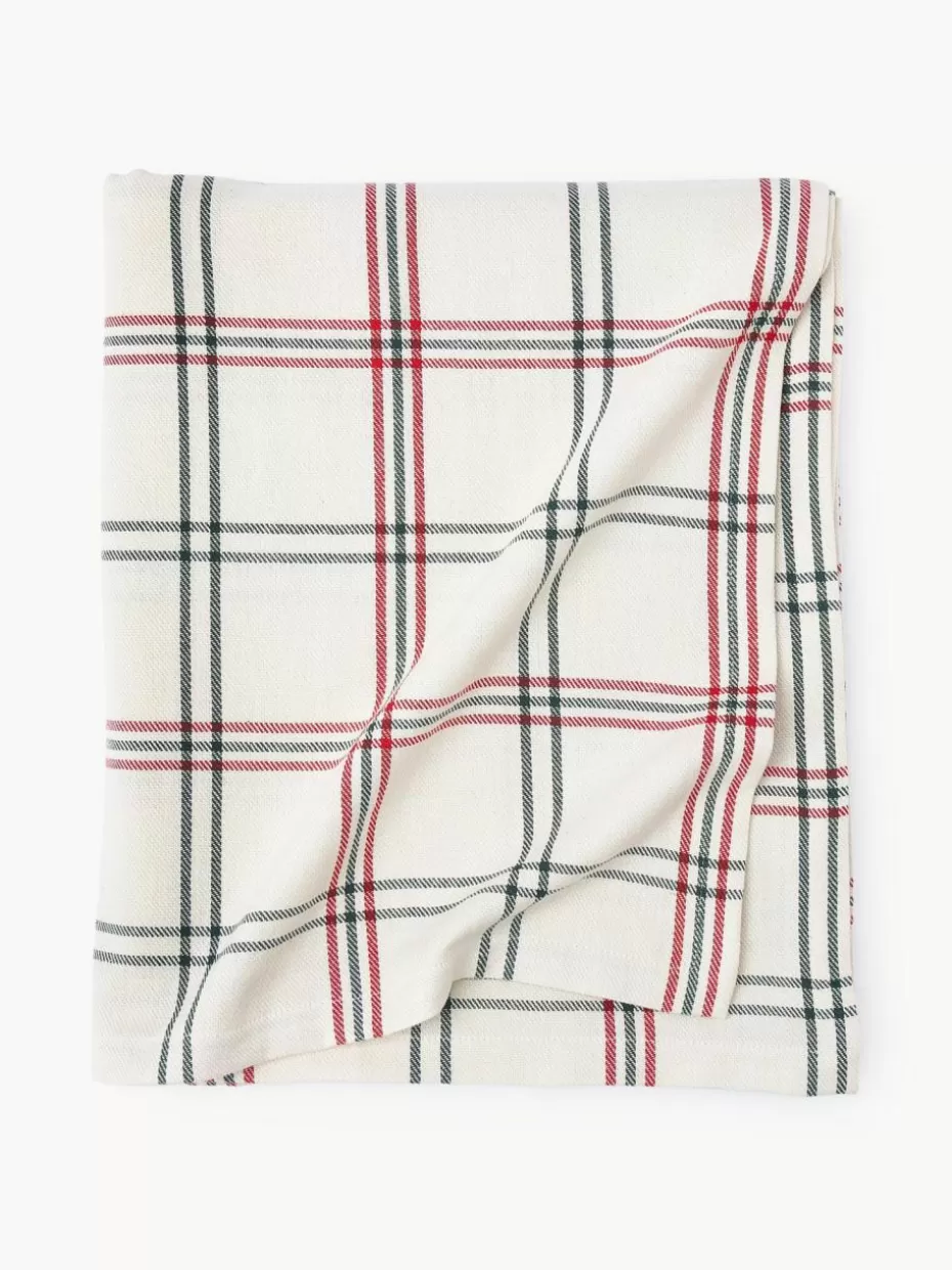 Weihnachtstischwäsche | Tischdecken-Westwing Collection Karierte Tischdecke Aster Off White, Dunkelgrün, Rot