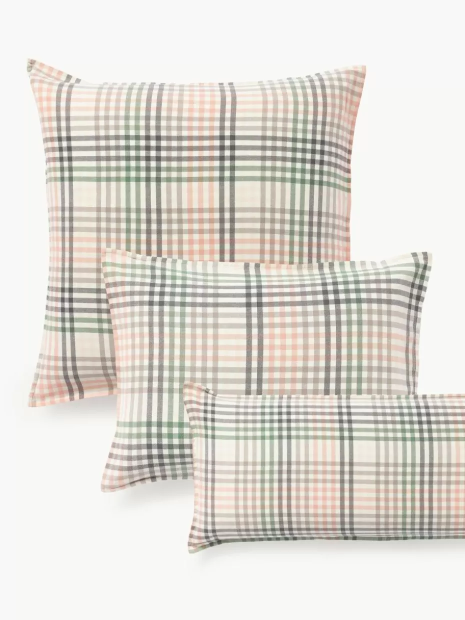 Kopfkissenbezüge-Westwing Collection Karierter Flanell-Kopfkissenbezug Eli Rosa, Grau