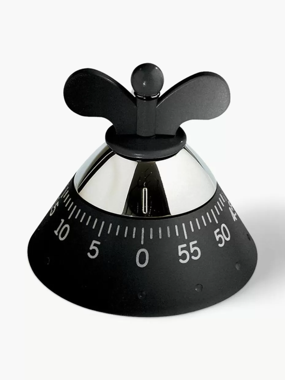 Küchenhelfer-Alessi Küchentimer Happy Schwarz, Silberfarben
