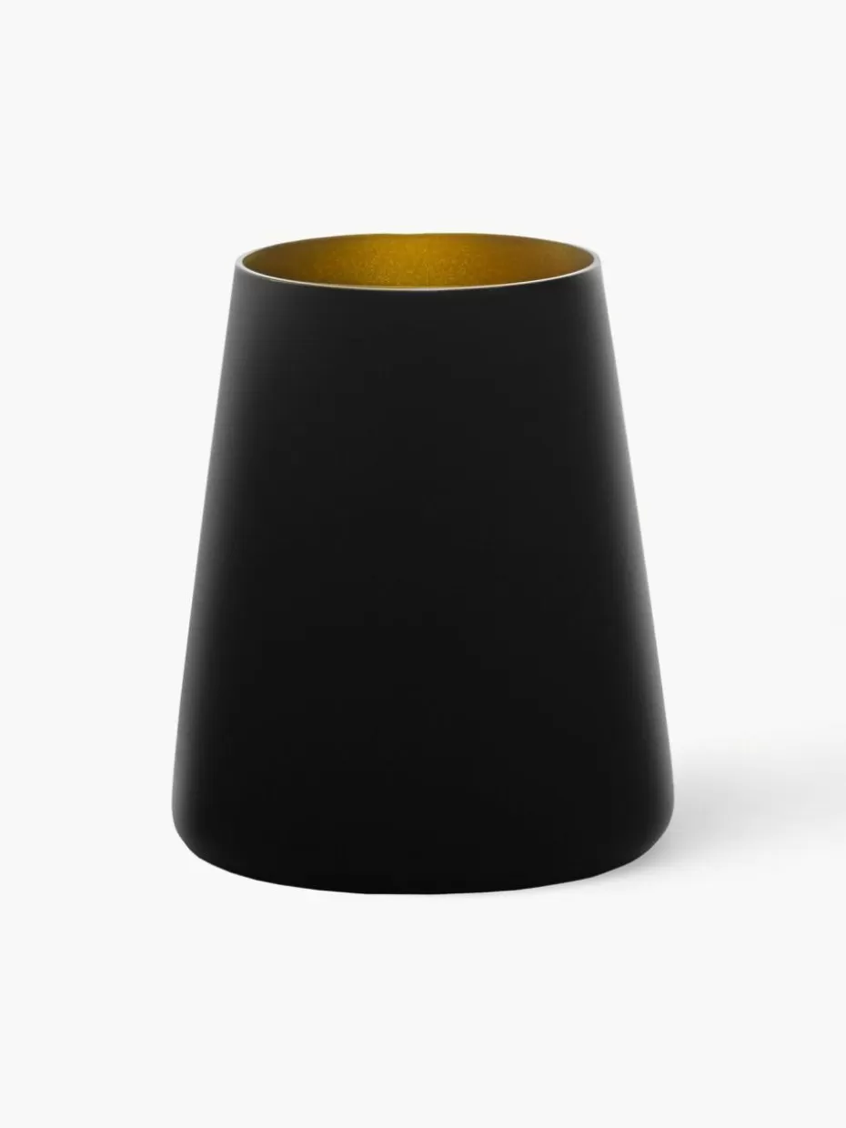 Bargläser-Stölzle Lausitz Kegelförmige Kristall-Cocktailgläser Power, 6 Stück Schwarz, Goldfarben