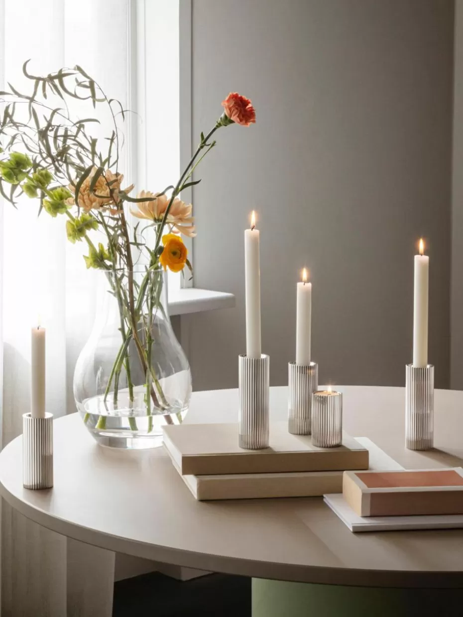 Kerzenständer & Kerzenhalter-Georg Jensen Kerzenhalter Bernadotte mit Rillenstruktur, 3er-Set