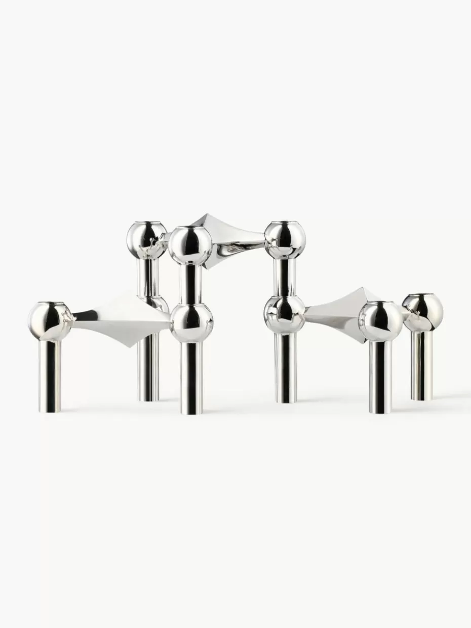 Weihnachtskerzen & Kerzenhalter | Kerzenständer & Kerzenhalter-Stoff Nagel Kerzenhalter , 3er-Set Silberfarben hell, glänzend
