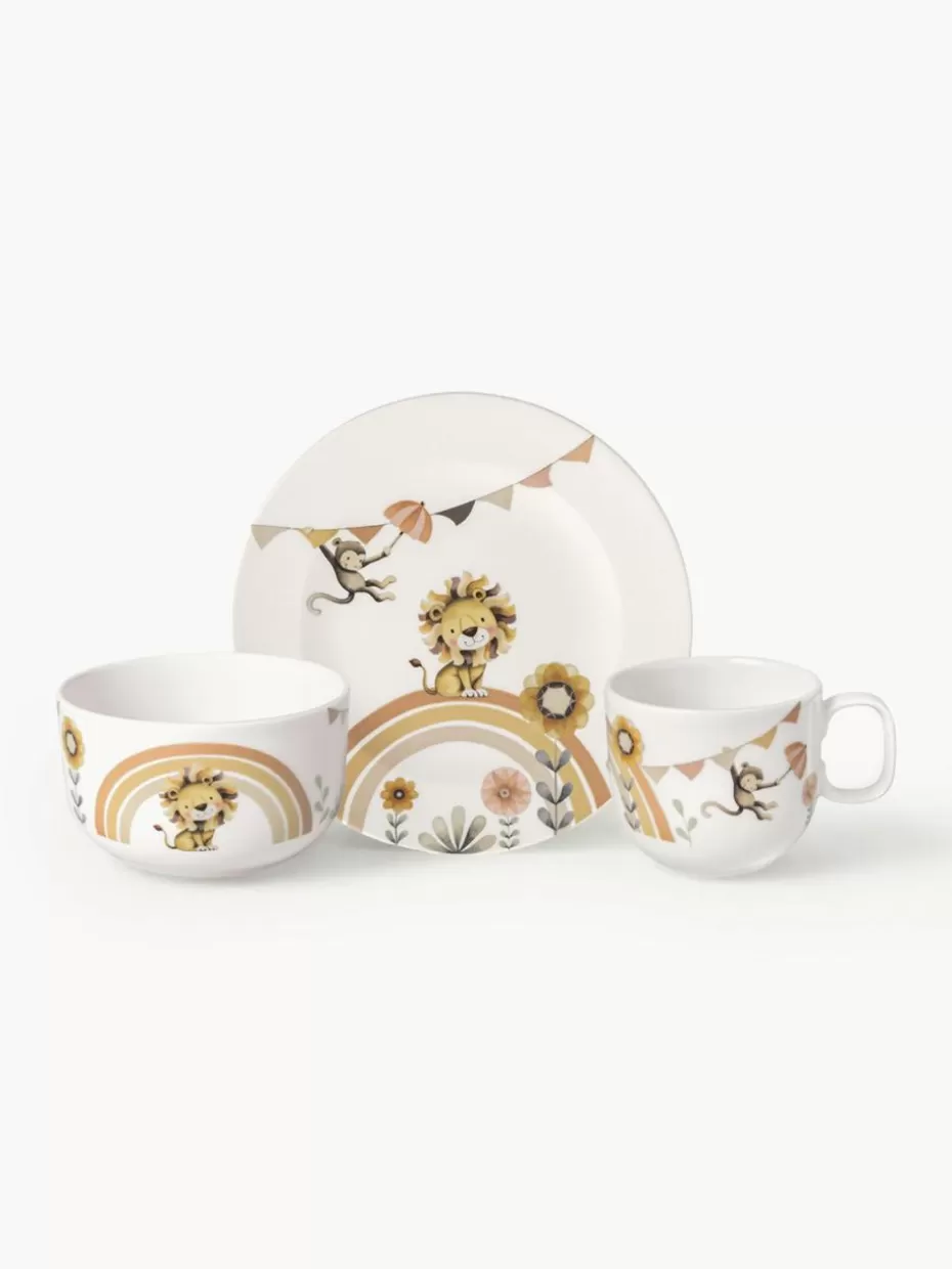 Kindergeschirr-Villeroy & Boch Kinder-Geschirr-Set Roar Like A Lion aus Porzellan, 1 Person (3-tlg.)