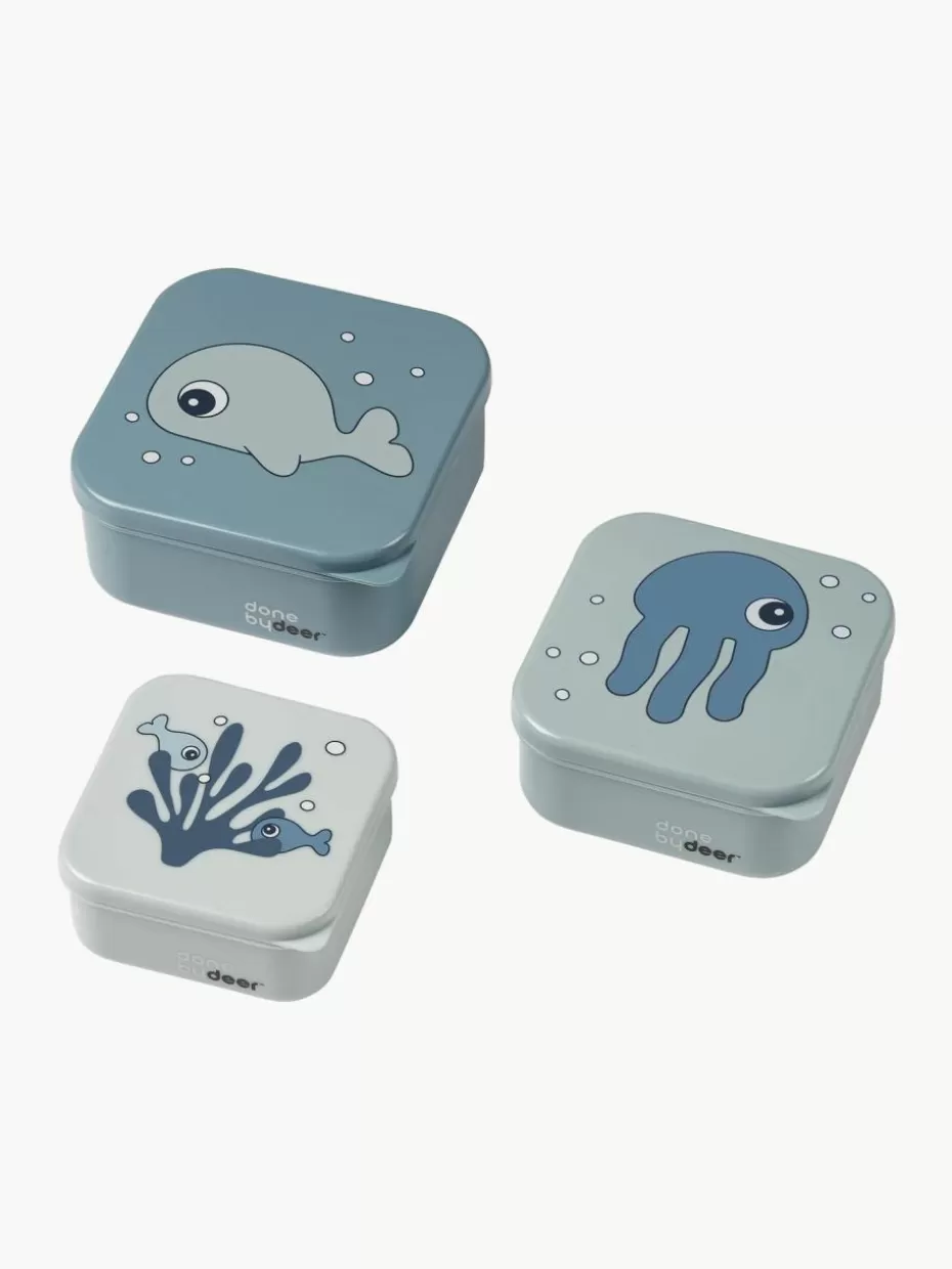 Brotboxen & Flaschen-Done by Deer Kinder-Lunchboxen Sea Friends, 3er-Set Blautöne