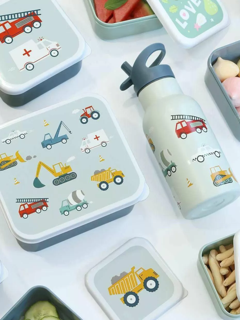 Brotboxen & Flaschen-A Little Lovely Company Kinder-Lunchboxen Vehicles, 4er-Set