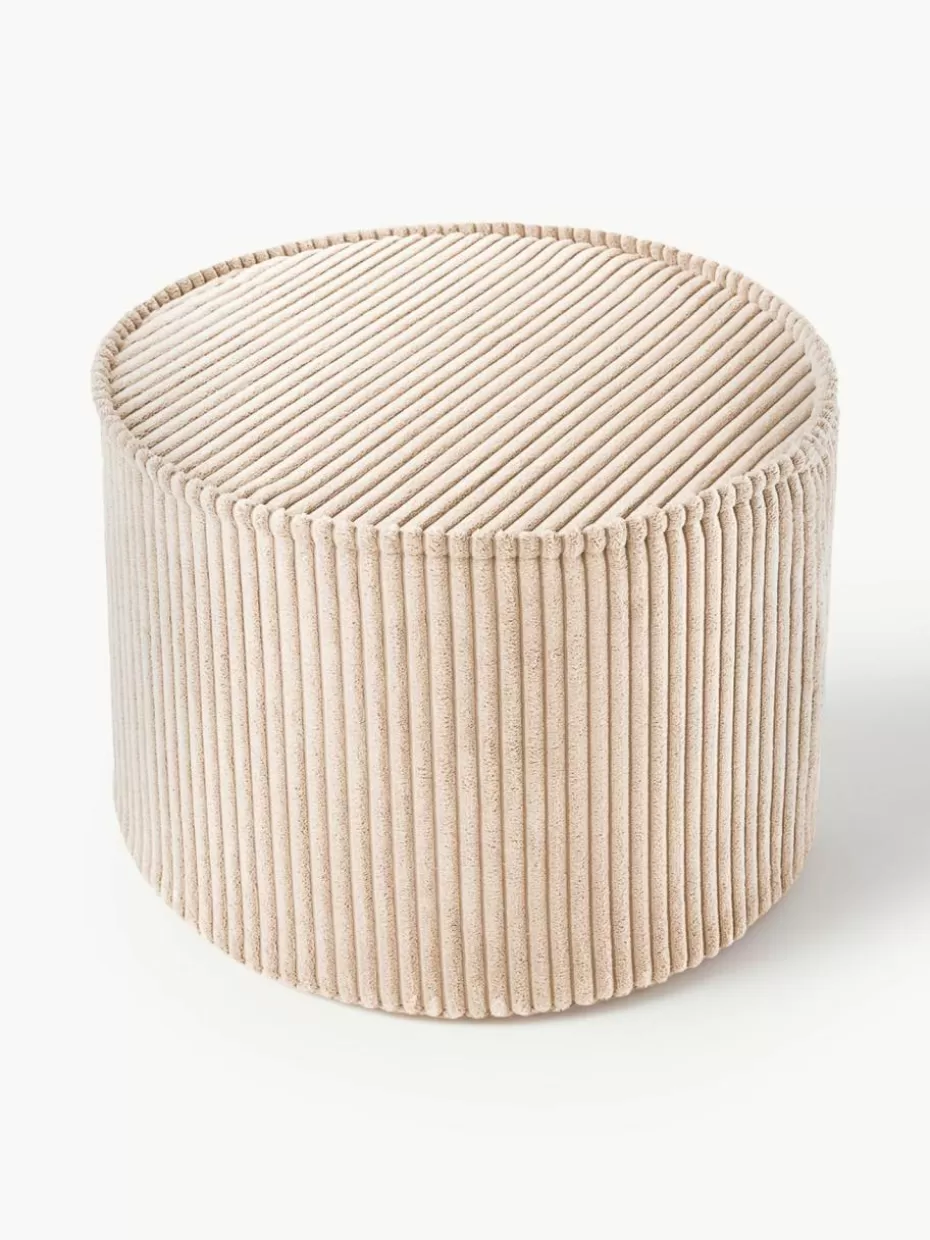 Sitzsäcke-Wigiwama Kinder-Pouf Sugar aus Cord, Ø 40 cm Cord Beige