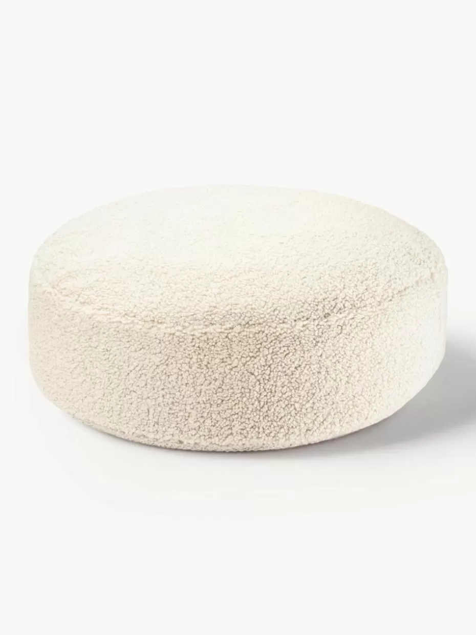 Sitzsäcke-Wigiwama Kinder-Pouf Sugar aus Teddy, Ø 65 cm Teddy Off White