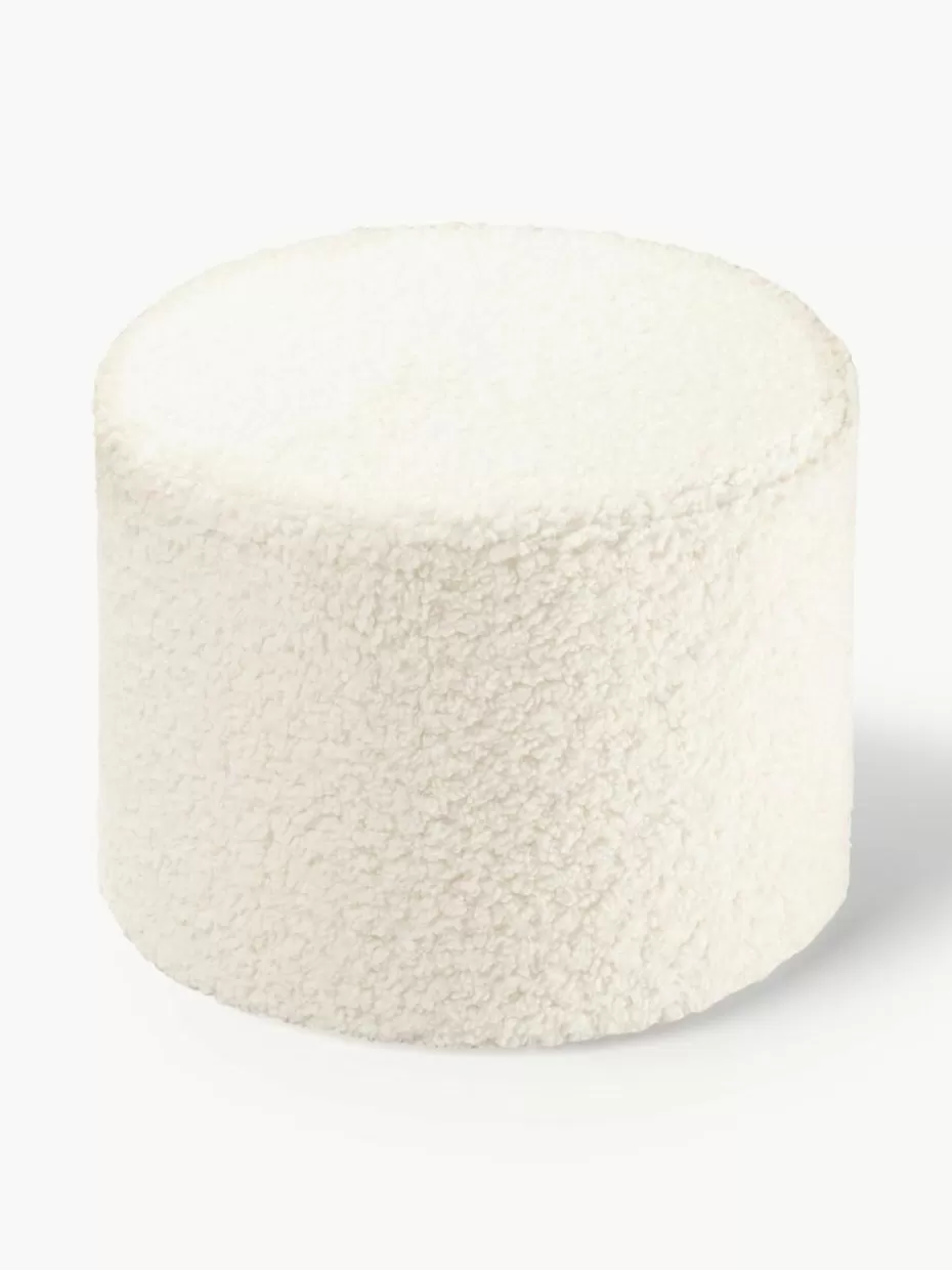 Sitzsäcke-Wigiwama Kinder-Pouf Sugar aus Teddy, Ø 40 cm Teddy Off White