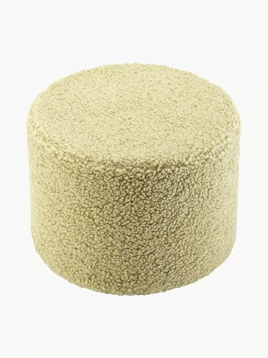 Sitzsäcke-Wigiwama Kinder-Pouf Sugar aus Teddy, Ø 40 cm Teddy Hellgrün
