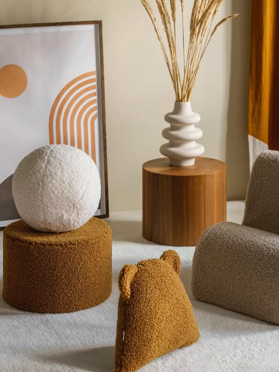 Sitzsäcke-Wigiwama Kinder-Pouf Sugar aus Teddy, Ø 40 cm Teddy Senfgelb