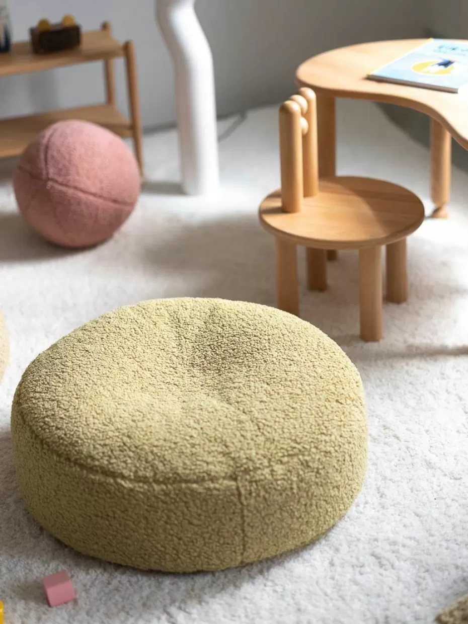 Sitzsäcke-Wigiwama Kinder-Pouf Sugar aus Teddy, Ø 65 cm Teddy Hellgrün