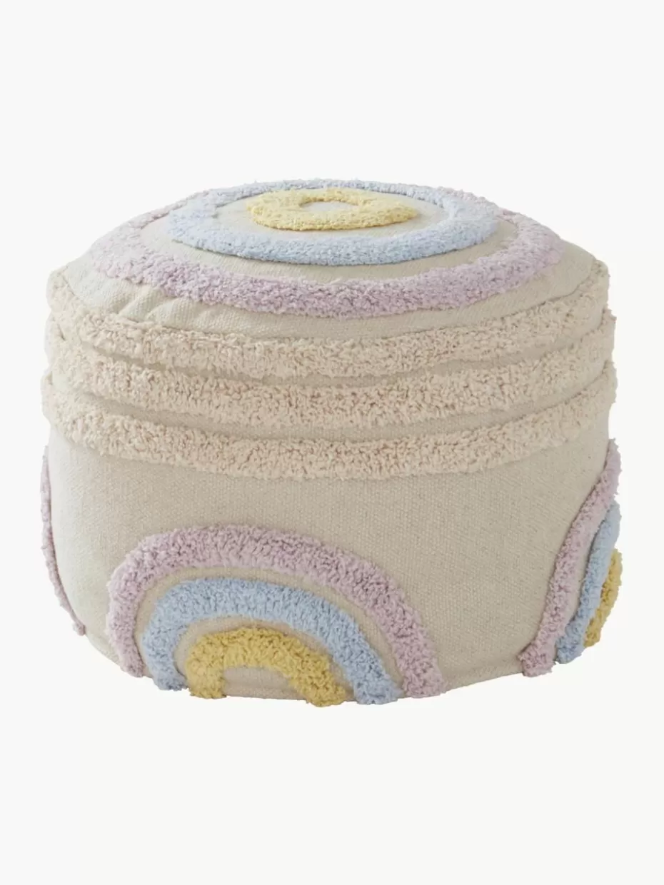 Sitzsäcke-Jotex Kinder-Pouf Sunita aus Baumwolle Webstoff Hellbeige, Bunt
