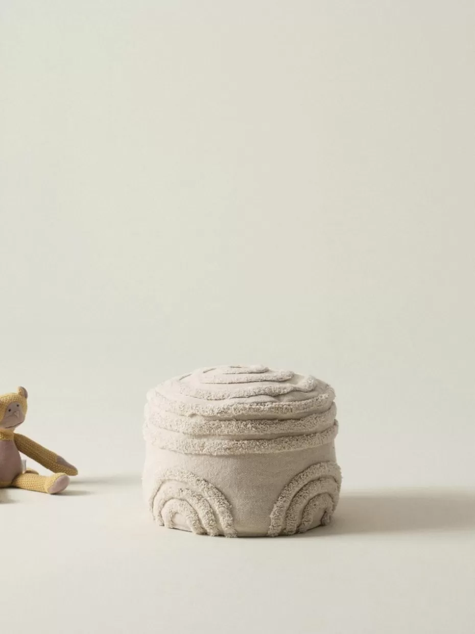 Sitzsäcke-Jotex Kinder-Pouf Sunita aus Baumwolle Webstoff Hellbeige