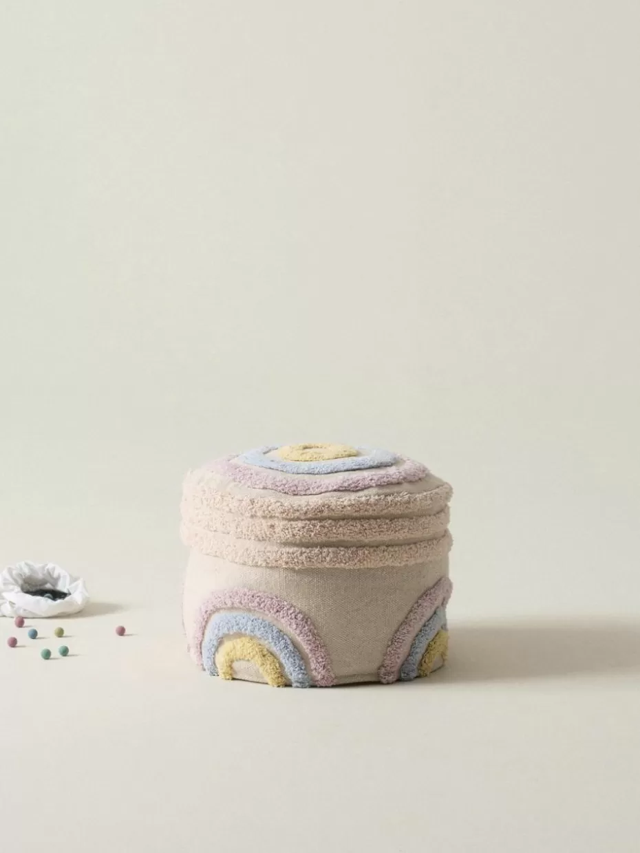 Sitzsäcke-Jotex Kinder-Pouf Sunita aus Baumwolle Webstoff Hellbeige, Bunt