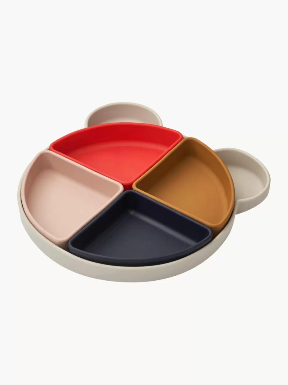 Kindergeschirr-Liewood Kinderteller Arne mit Unterteilungen, 5er-Set Hellbeige, Bunt