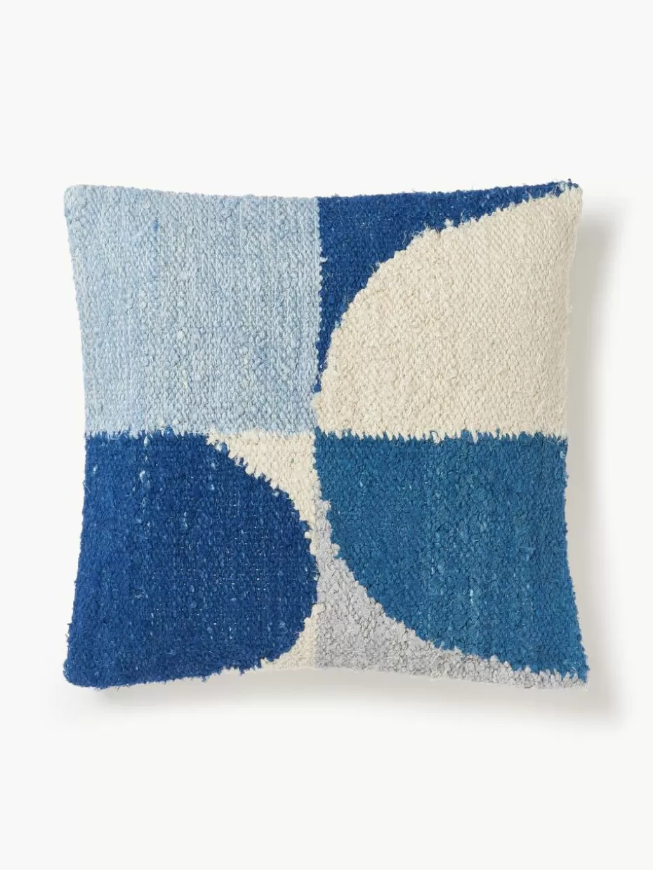 Dekokissen-Westwing Collection Kissenhülle Jasper aus Seidenmischung Hellblau, Blau, Off White