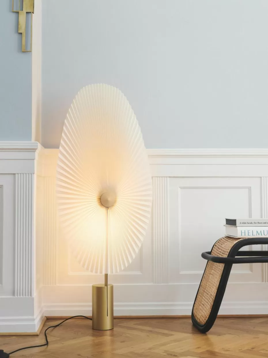 Led-Stehleuchten-Gejst Kleine dimmbare LED-Stehlampe Liris Weiß, Goldfarben