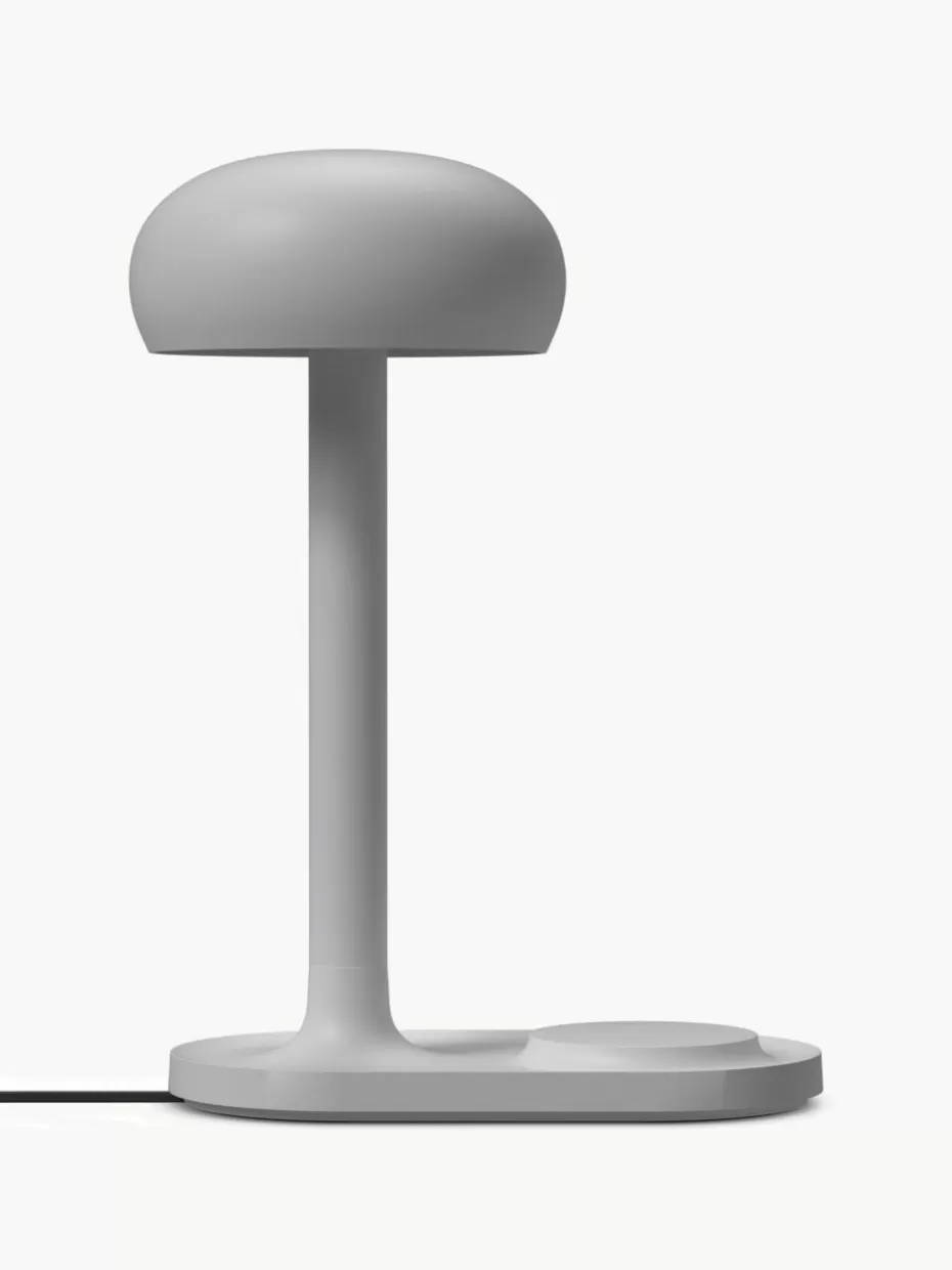 Led-Tischleuchten | Nachttischlampen-Eva Solo Kleine dimmbare LED-Tischlampe Emendo mit Ladestation Hellgrau