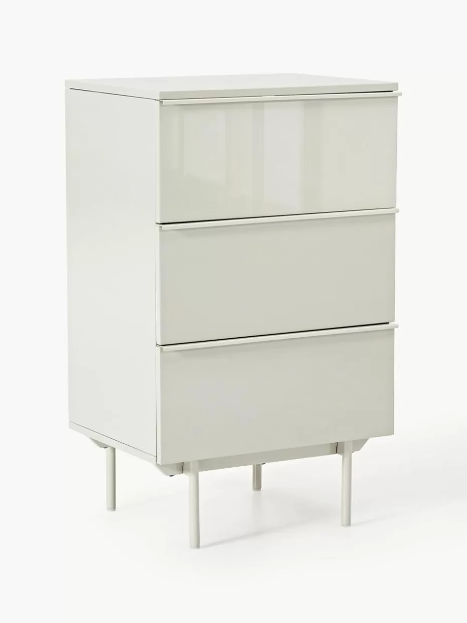 Kommoden & Sideboards-Westwing Collection Kleine Holz-Kommode Elona Hellbeige, glänzend