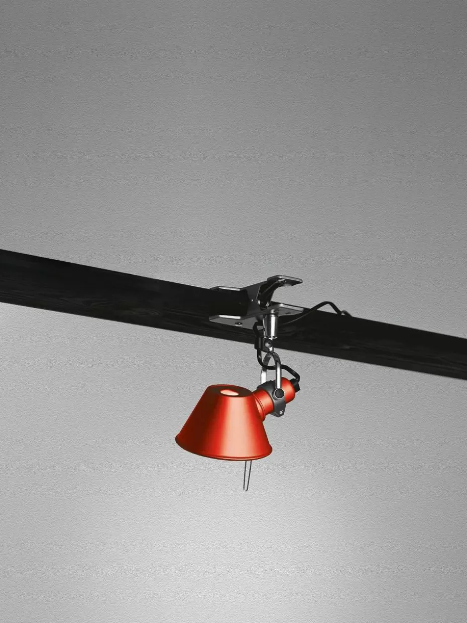 Schreibtischlampen-Artemide Kleine Klemm-Schreibtischlampe Tolomeo Micro Pinza Rot