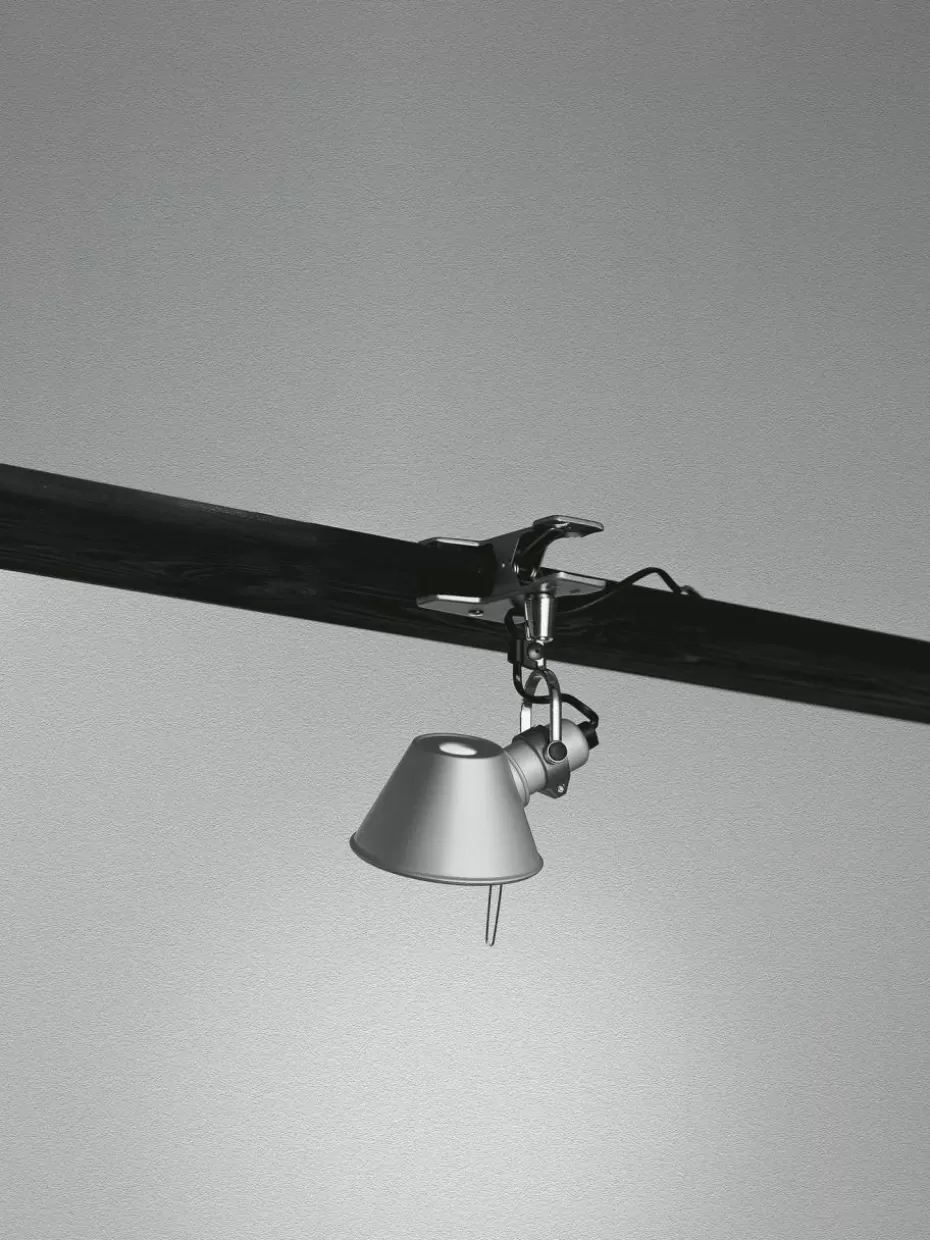 Schreibtischlampen-Artemide Kleine Klemm-Schreibtischlampe Tolomeo Micro Pinza Silberfarben