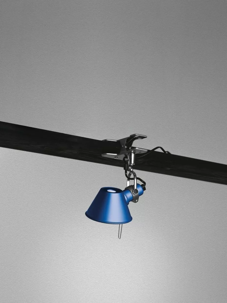 Schreibtischlampen-Artemide Kleine Klemm-Schreibtischlampe Tolomeo Micro Pinza Blau