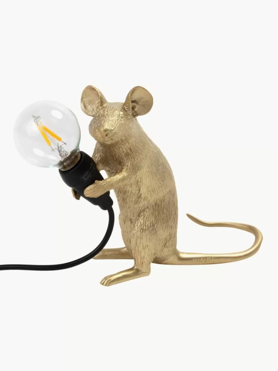 Led-Tischleuchten | Nachttischlampen-Seletti Kleine LED-Tischlampe Mouse mit USB-Anschluss Goldfarben