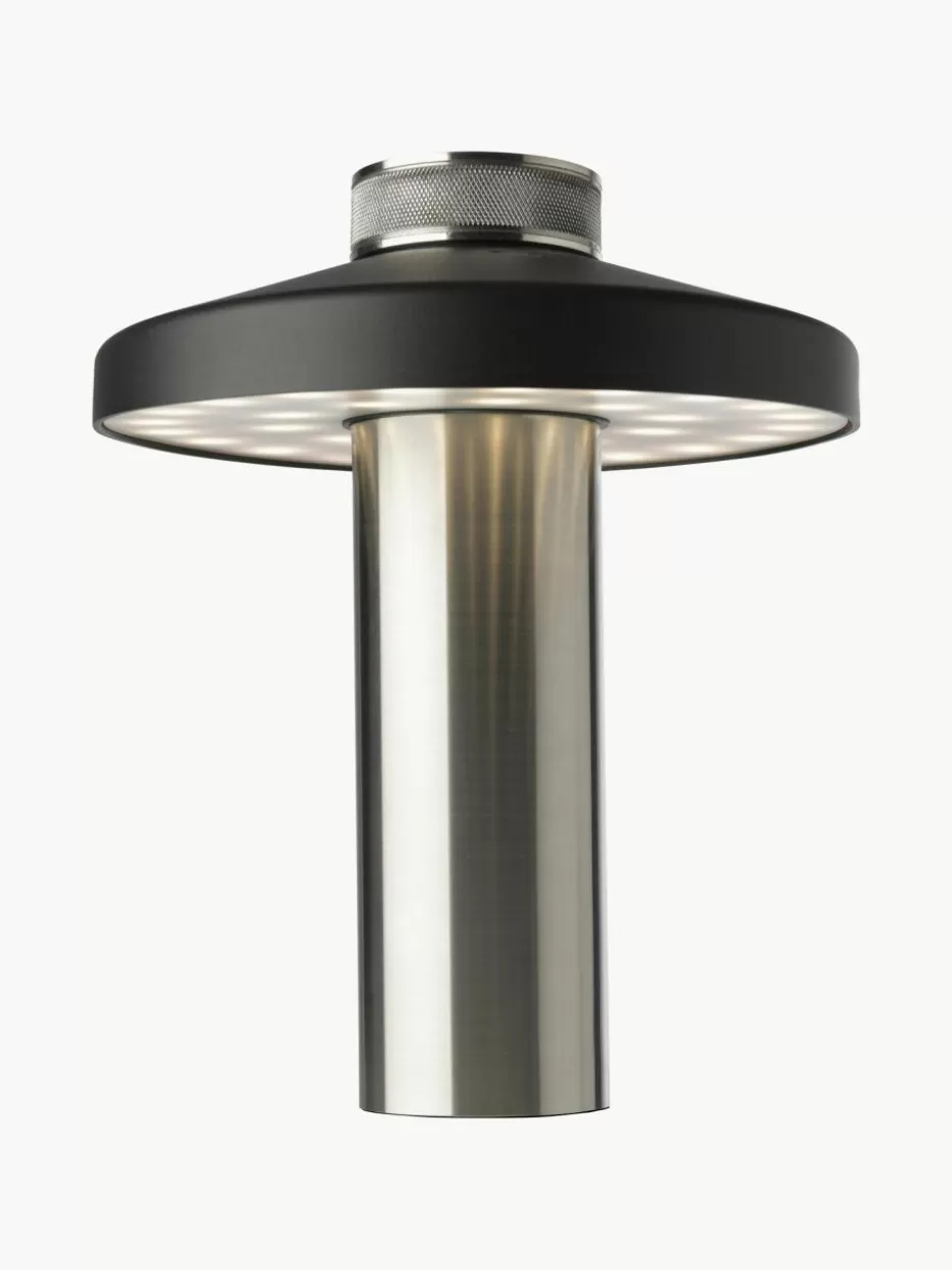 Outdoor Tischlampen | Led-Tischleuchten-Sompex Kleine mobile LED-Außenleuchte Turn, dimmbar Schwarz, Silberfarben