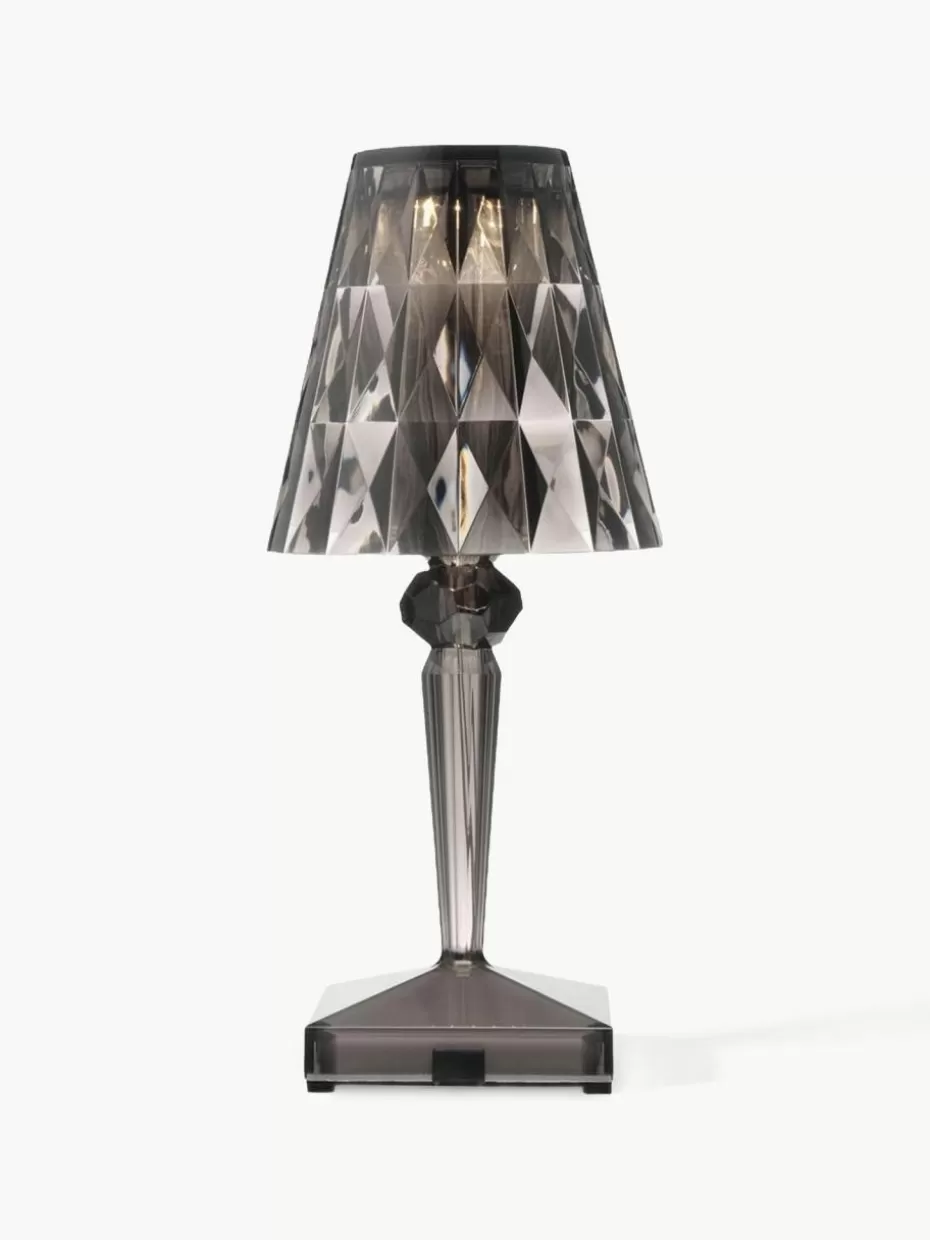 Outdoor Tischlampen | Led-Tischleuchten-Kartell Kleine mobile LED-Tischlampe Battery, H 26 cm Dunkelgrau