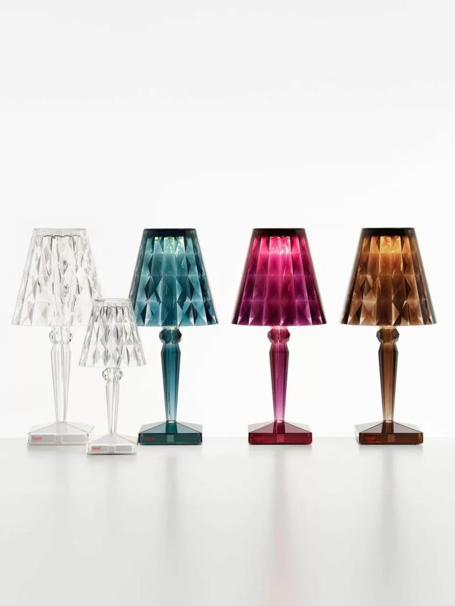 Outdoor Tischlampen | Led-Tischleuchten-Kartell Kleine mobile LED-Tischlampe Battery, H 26 cm Transparent