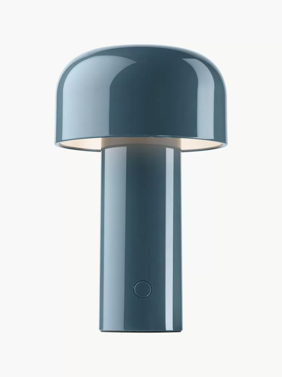 Led-Tischleuchten | Kabellose Tischlampen-Flos Kleine mobile LED-Tischlampe Bellhop, dimmbar Graublau, glänzend