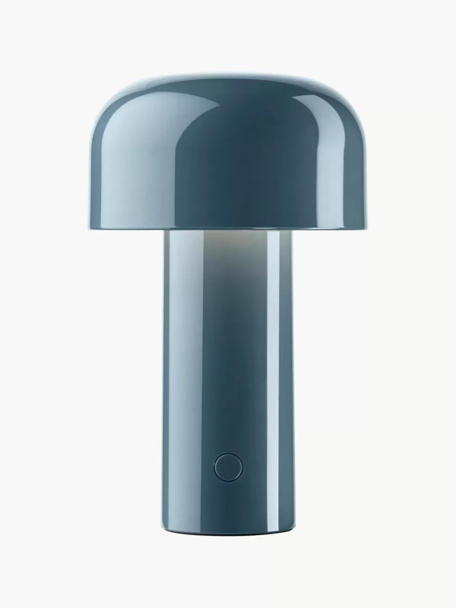 Led-Tischleuchten | Kabellose Tischlampen-Flos Kleine mobile LED-Tischlampe Bellhop, dimmbar Graublau, glänzend