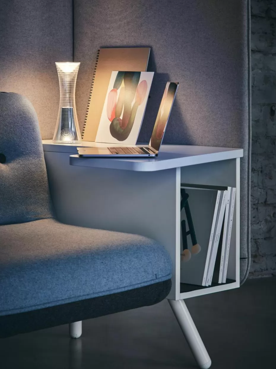 Led-Tischleuchten | Kabellose Tischlampen-Artemide Kleine mobile LED-Tischlampe Come Together Transparent, Silberfarben